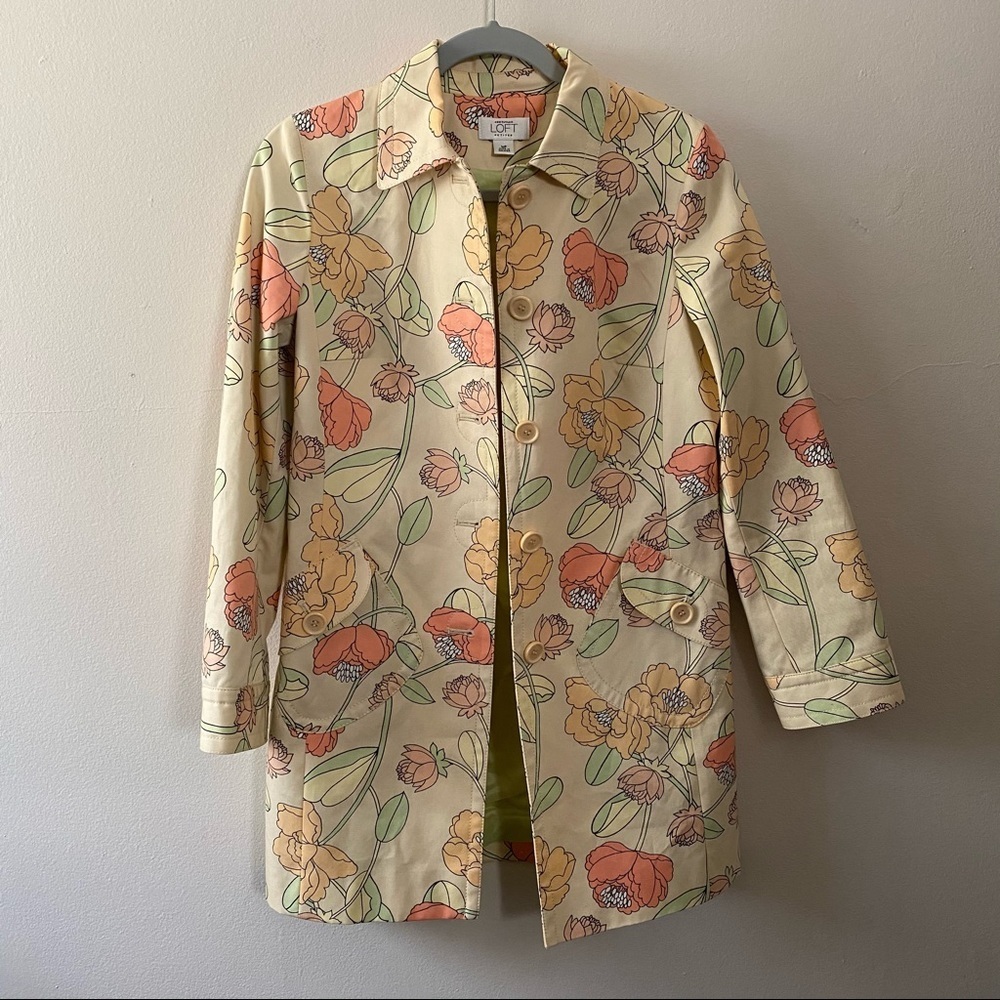 LOFT Ann Taylor Floral Lightweight Jacket Size Medium - Picture 3 of 8